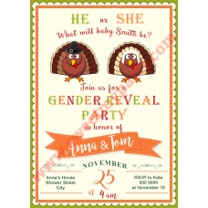 Turkey Gender Reveal Baby Shower Invitation,(002)